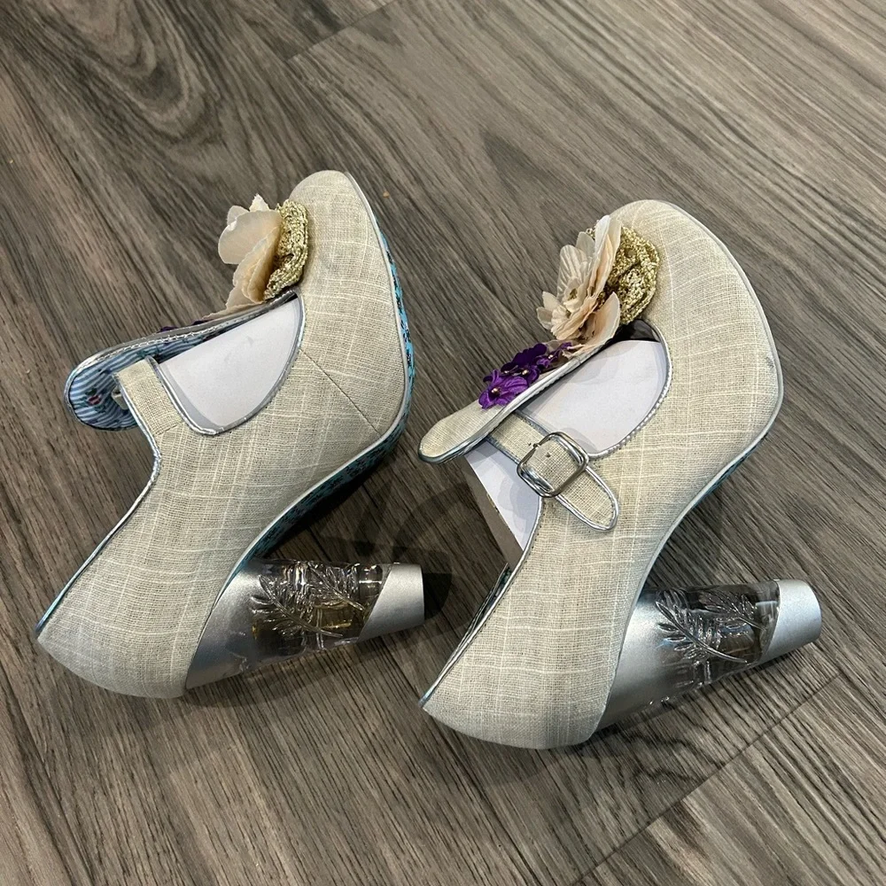 Irregular Choice Floral with clear high heel shoe sz 10 New w/out box - Picture 7 of 13
